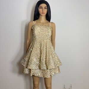 Gold Sequin Layered Dress